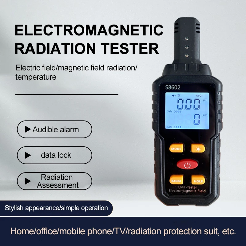 3-In-1 Counter Geiger EMF Meter Electromagnetic Radiation Frequency Meter Magnetic Field Radiation Detector Temperature Measure