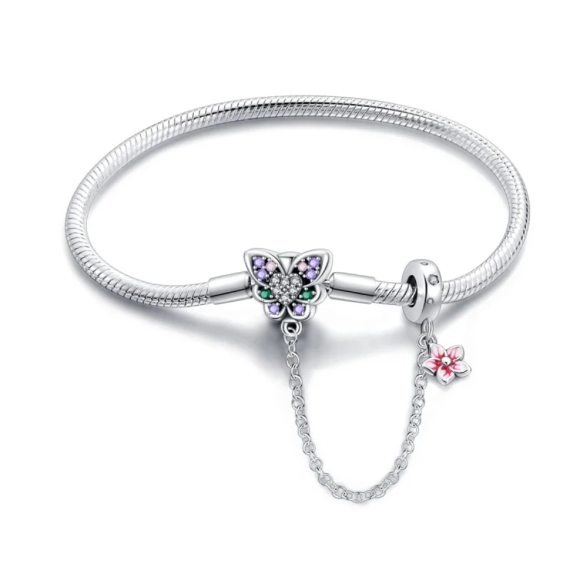 2026 Neues 925 Sterling Silber Buntes Schmetterlings-Armband für Damen Modischer Geburtstagsschmuck Geschenk