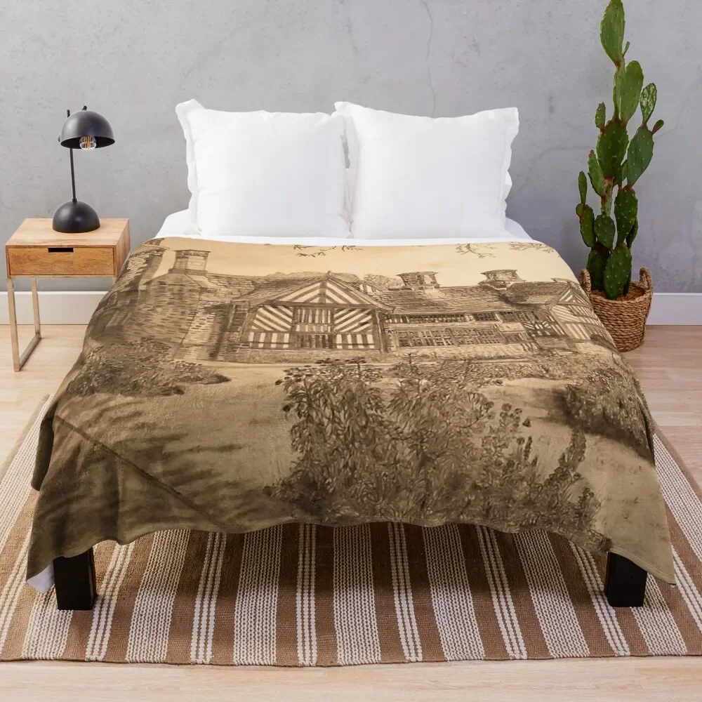 

Shibden Hall Drawing Throw Blanket Multi-Purpose blankets ands Beautifuls Cute Plaid Blankets