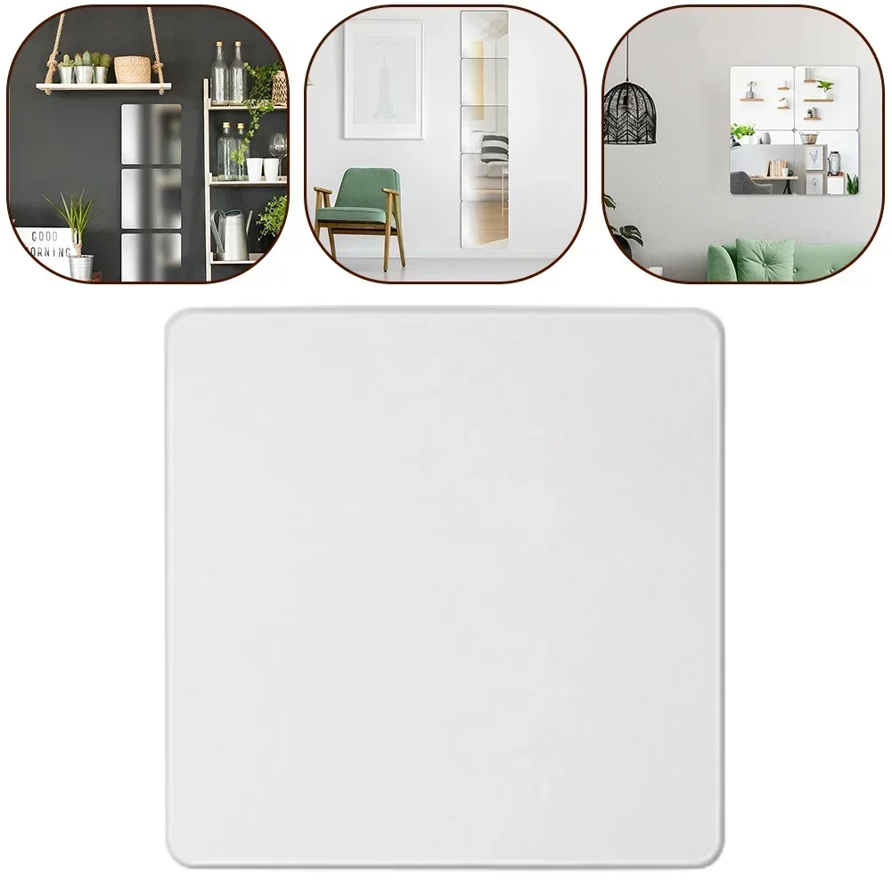 Wall Stickers 20 X 20 Acrylic Flexible Mirror Sheets Mirror Tiles DIY Art Mirrors For Wardrobe Bathroom