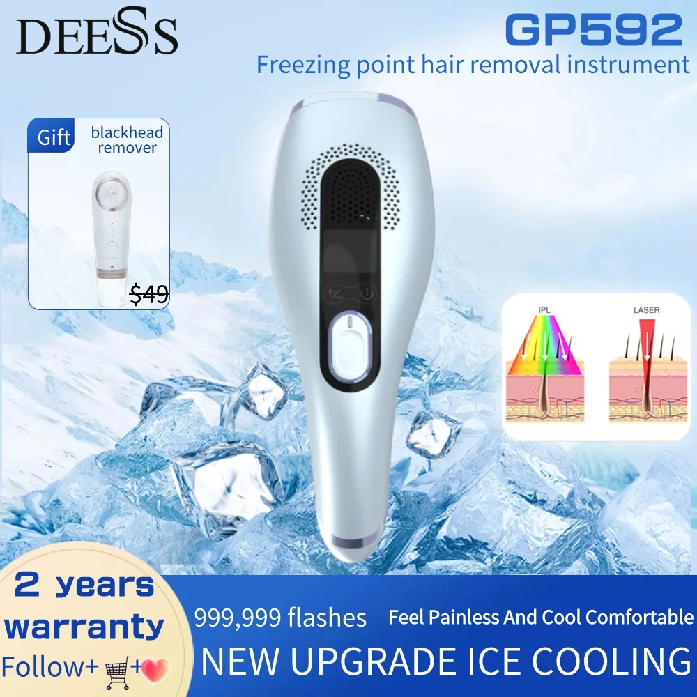 

DEESS GP592 IPL Laer Hair Removal Ice Cooling Epilator Permanent Face Body Bikini Depilador Home Laser Unlimted Flash GP590