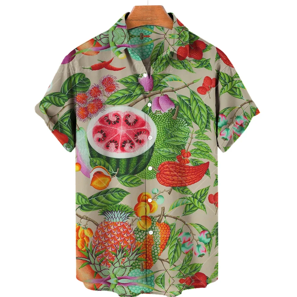 

Модная Летняя мужская рубашка с 3D принтом фруктов, топ с коротким рукавом унисекс, Свободный Повседневный пляжный топ для отпуска, гавайский Топ 5XL, 2022