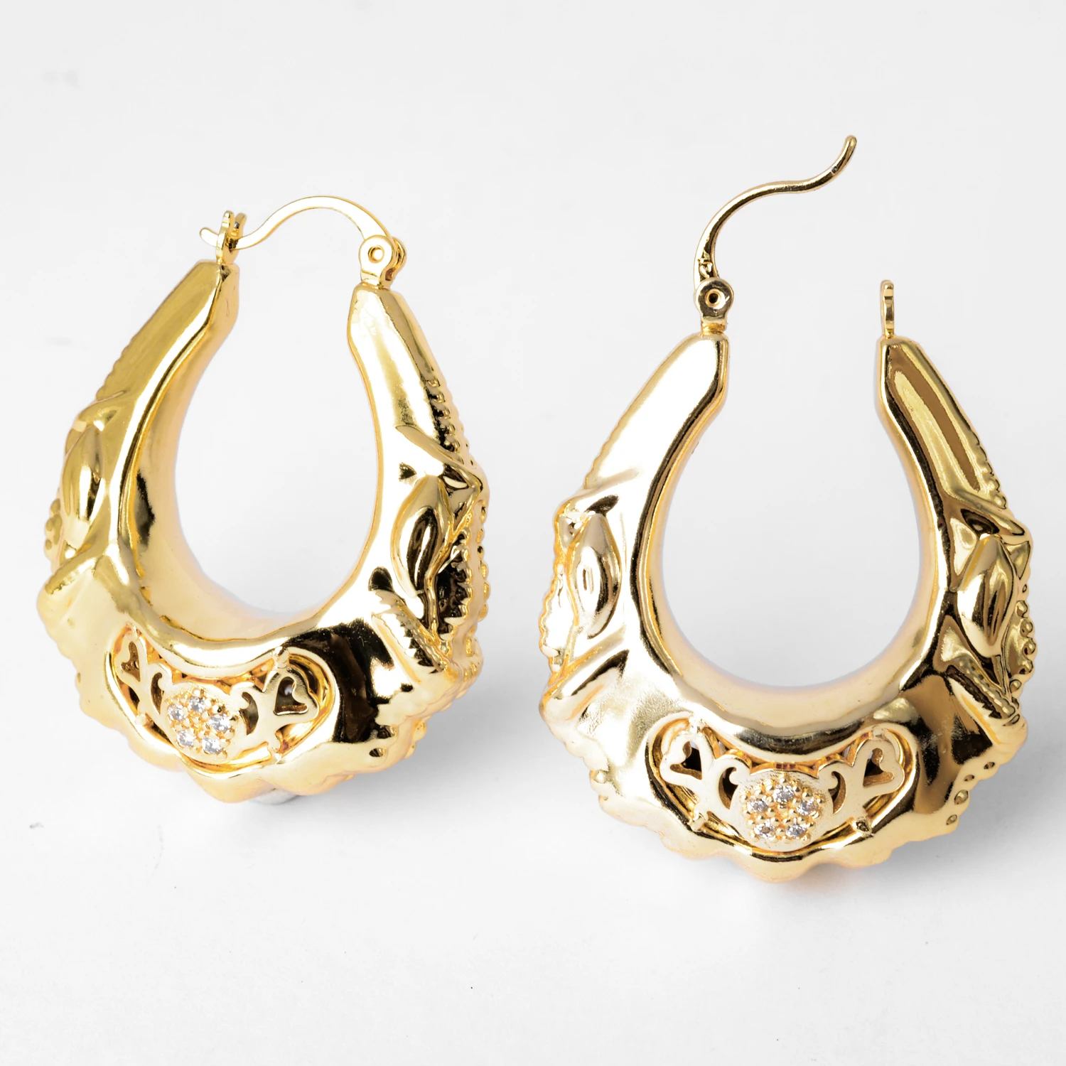 

Dubai 18k Gold Plated Copper Hoop Earrings Nigerian Geometric Exaggerated Women's Jewelry For Thanksgiving Gift Earring Set