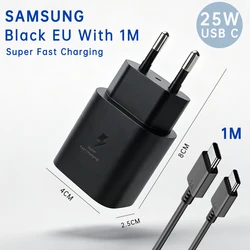 Original Samsung 25W Type C Fast Charge Adapter - Black EU with 1m 5A