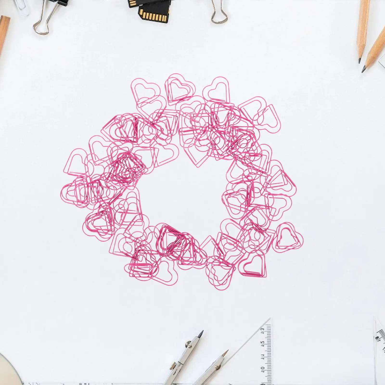 100Pcs 금속 하트 종이 클립 사랑 하트 모양의 종이 클립 플래너 저널 페이지 북을위한 세련된 장식 노트 클립