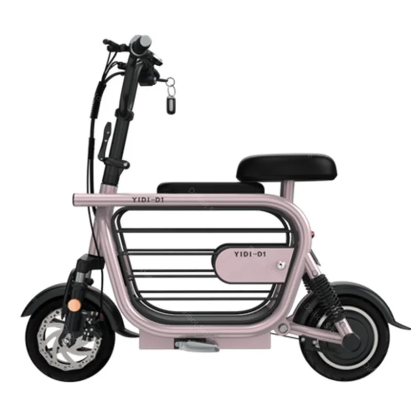 Mini vélo électrique rose pliable avec siège enfant, scooter de mobilité adulte à deux roues, panier pour animal de compagnie, 11 pouces, 400W, 48V
