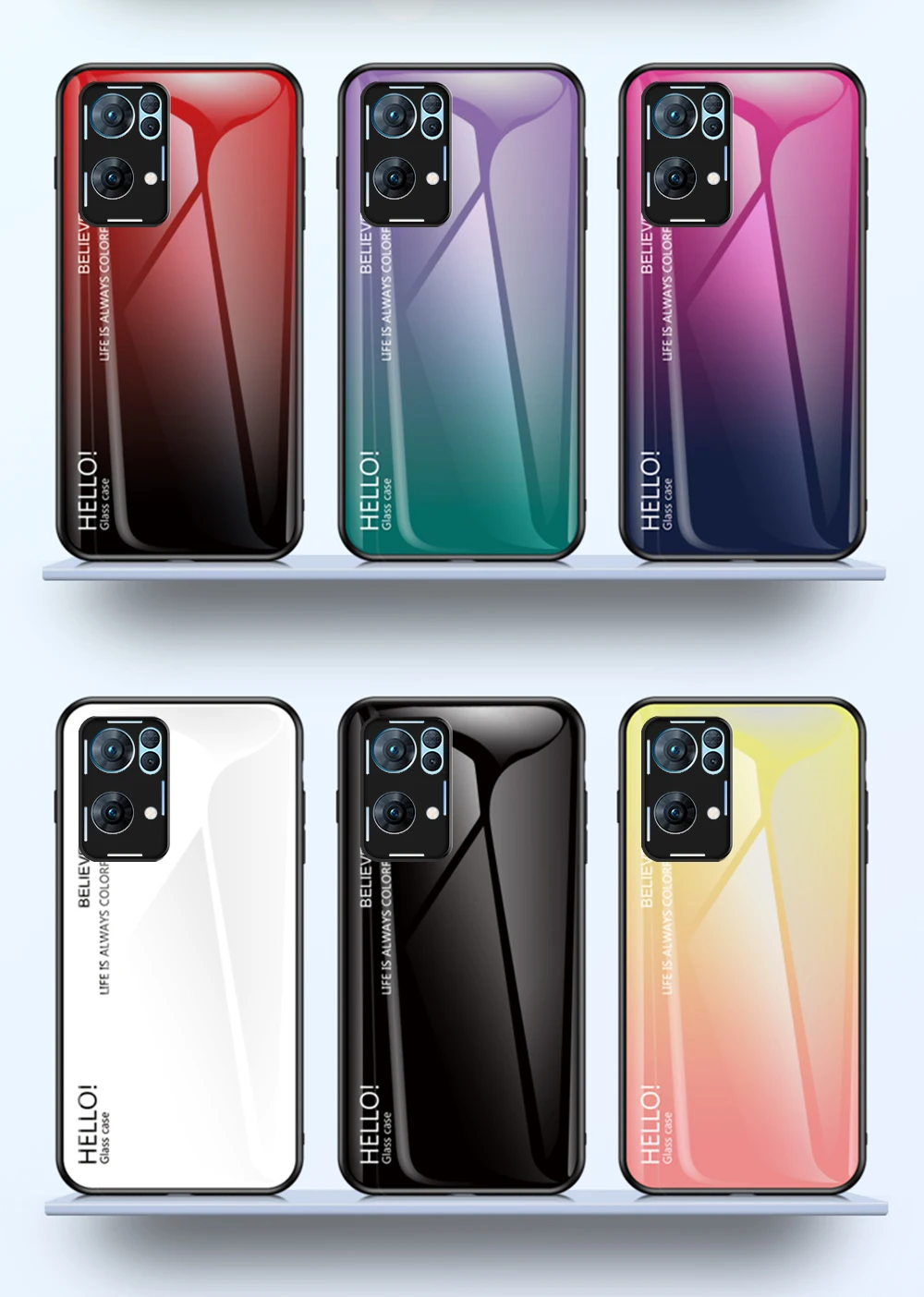 Coque Reo8 DECLAREYAO Coque en verre trempé rigide pour OPPO Renoa 7 6 5 4 3 Pro Plus Ace2 4Z 5Z 6Z 7Z Coque en silicone UL_voghion.com
