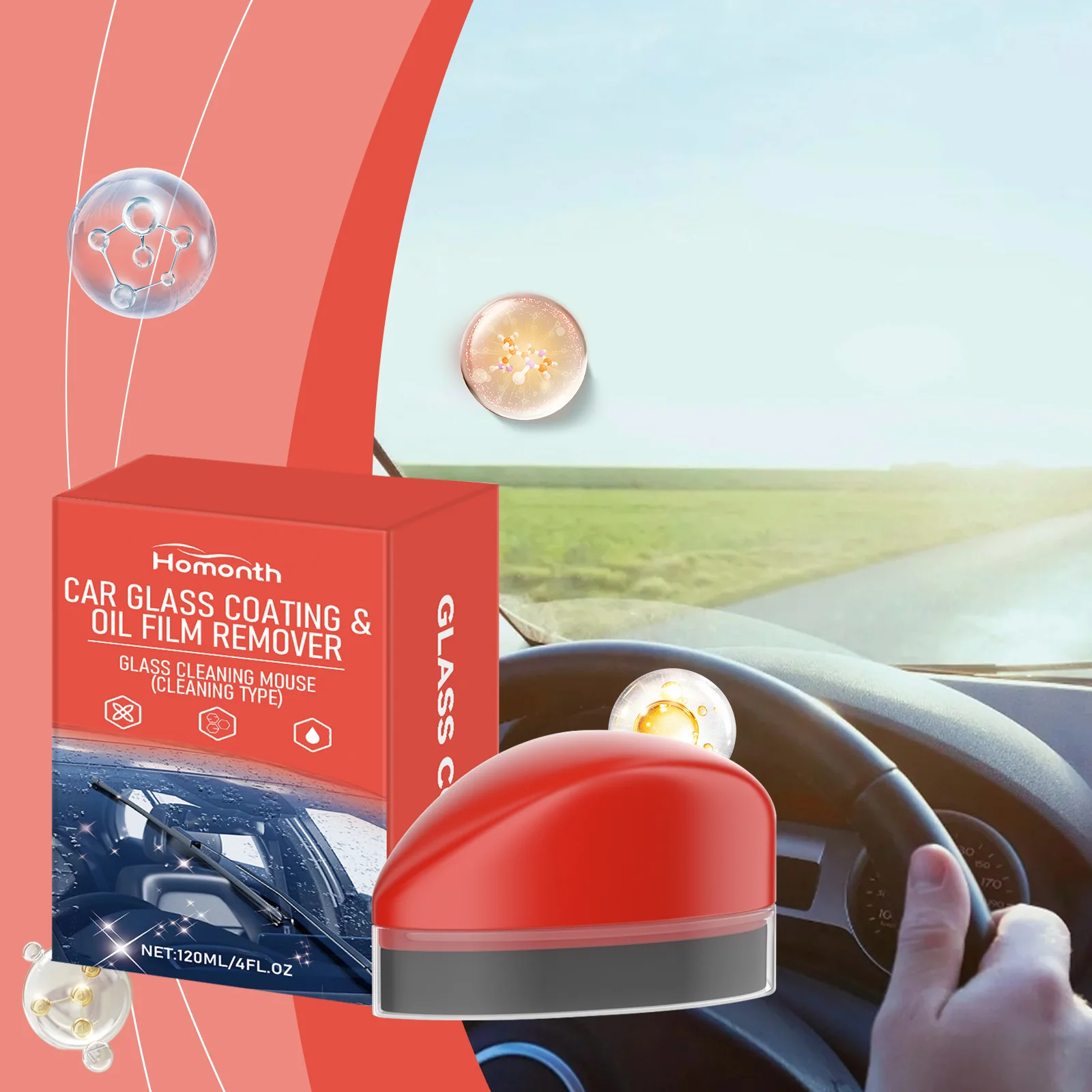 Glass Coating for Windshield, Potent Car Glass Oil Film Cleaner, Enhancing The Visual Effects of Automotive Windshields