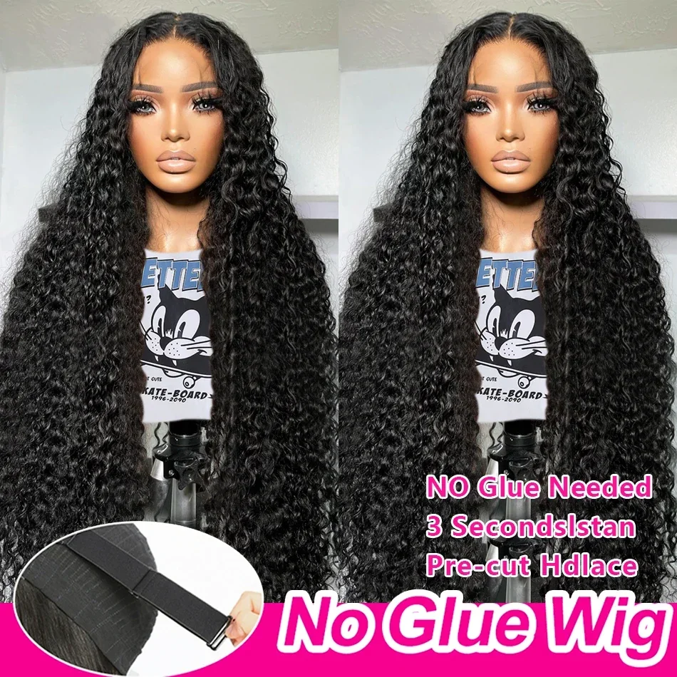 Glueless Wigs Ready To Wear 30 40 Inch Deep Wave 5x5 Lace Closure Wigs Human Hair For Women Culry Lace Front Wig