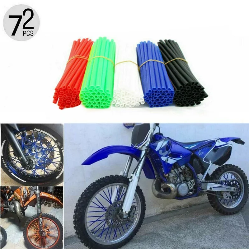 

72Pcs/set Bike Motorcycle Wheel Spoked Protector Skin Covers Pipe For Motocross Bicycle Bike Cool Accessories 24CM