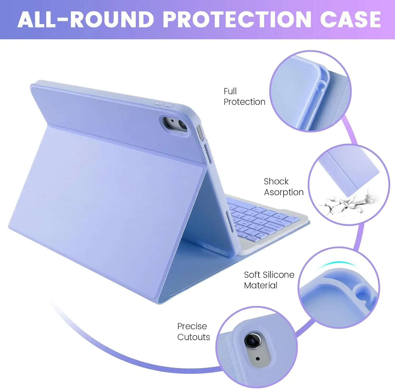 Removable Keyboard Cover Case for Tablets, 11-10.9 Inch