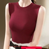 1pcs Spring Summer Women Knitted Tank Tops Girl Thin Tops Lady Basic Casual Tank Tops Round Collar Tees Sleeveless Top M~3XL - Image 4