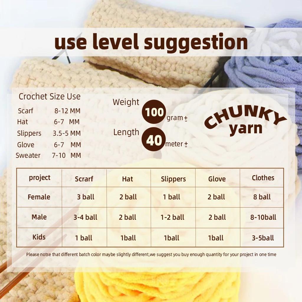 100G Chenille Yarn 100% Polyester Vegan Chunky Yarn Jumbo Yarn Knitting Materials for Knitting Scarves Blankets 3