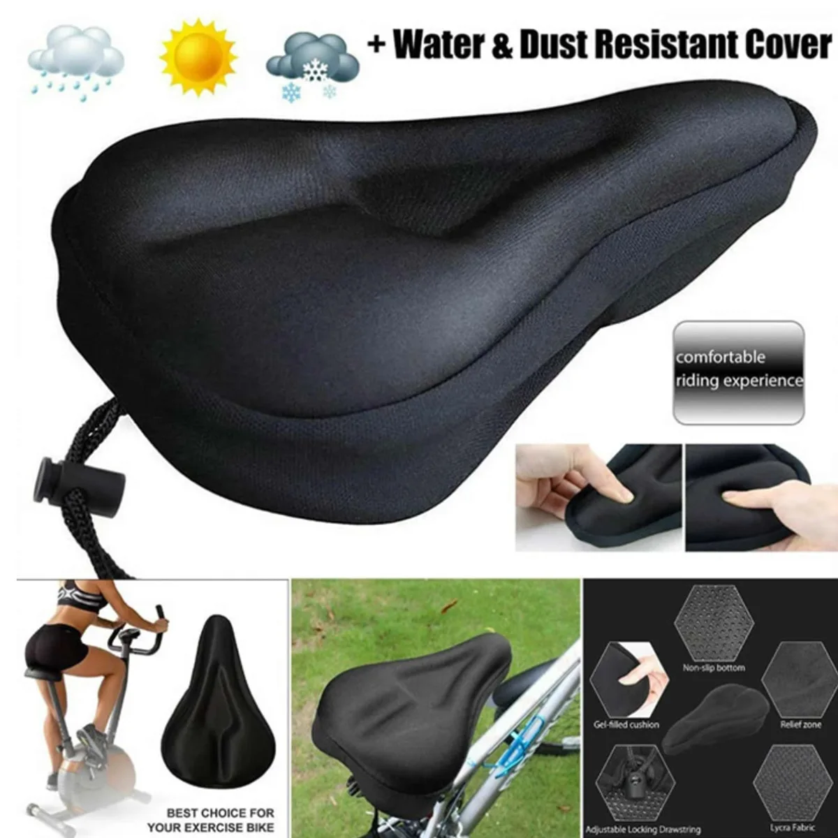 Bicycle Saddle Cover Bicycle Seat Cover Bicycle Seat Cushion Bike Riding Cushion 1pc Bike Seat Cushion Gel Padded For Men Women Exercise Bicycle Outdoor