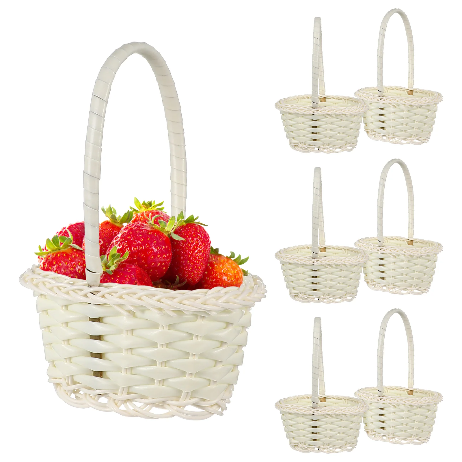 

Basket Basket Woven Storage Flower Potss Handle Farmhouse Style Rattan Flower Picnics Wedding Home Decoration Gathering Gift