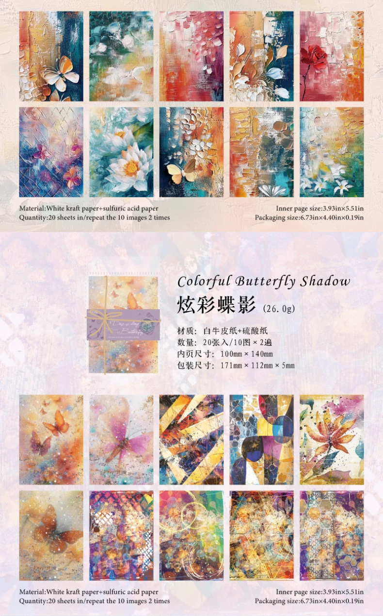 20 Stück Vintage Aquarell Blending Dekor Scrapbooking Material Papier DIY Scrapbooking Dekor Junk Journal Planer Kunstpapier – Detail 7