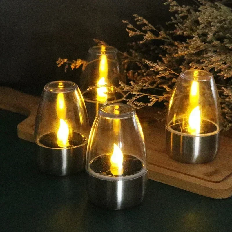 Candles Light LED Solar Flameless Rechargeable Night Light For Wedding Party Garden Decor Outdoor Waterproof Solar Candles Lamp