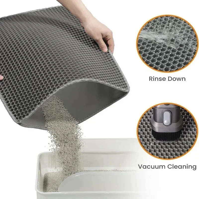 Waterproof Double Layer Nonslip Washable Cat Litter Mat (90x60cm)