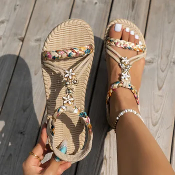 Women’s Braided Flat Beach Sandals 1
