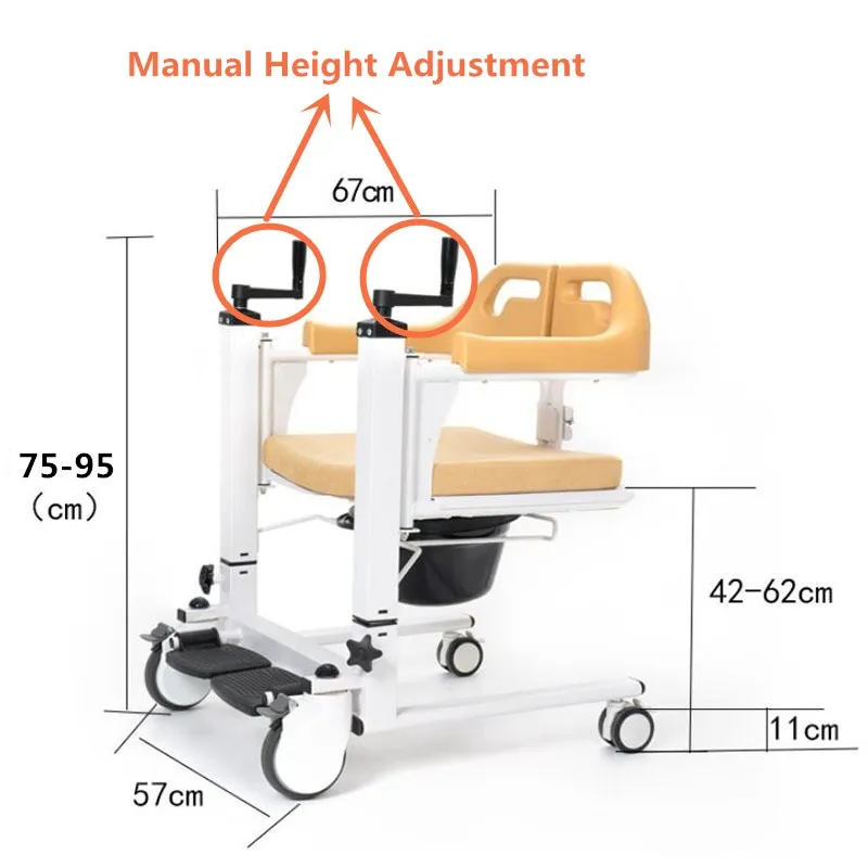 Adjustable portable toilet shower chairs commode chair with toot pedal and wheels 4