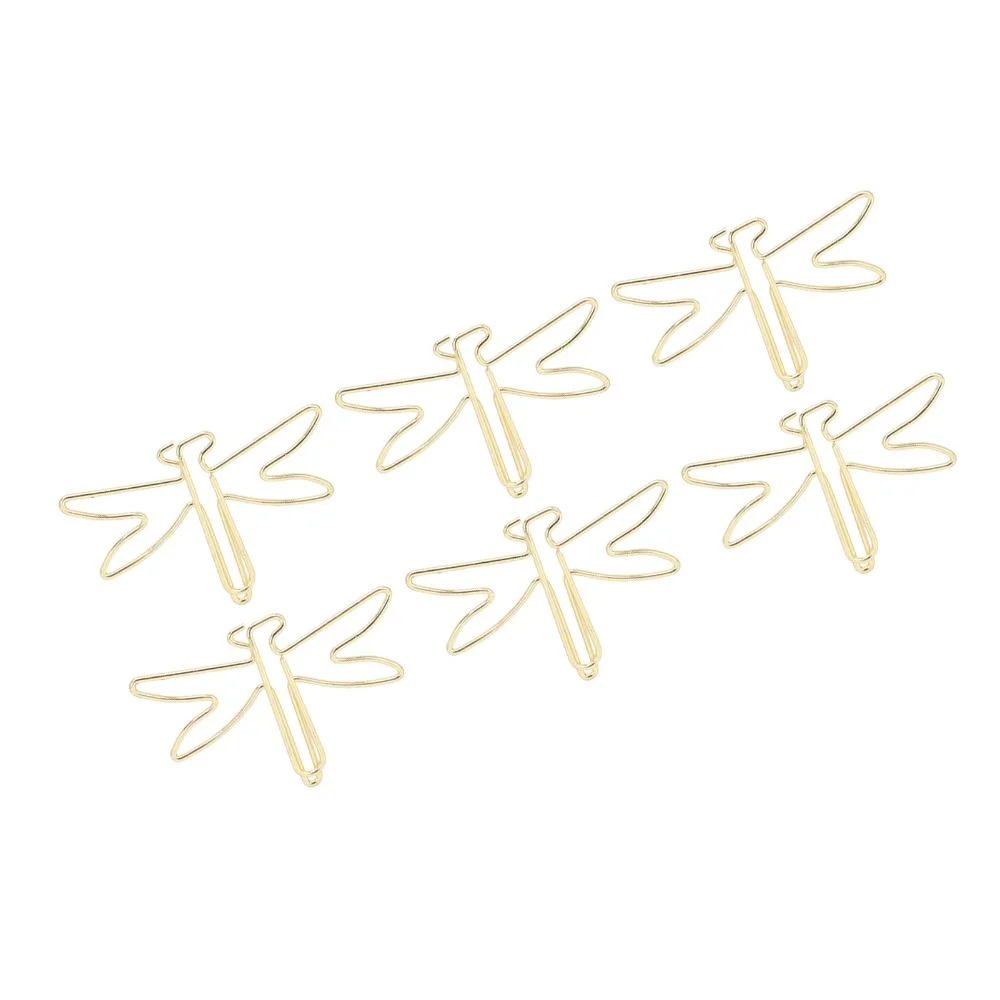 100Pcs 잠자리 모양 종이 클립 골드 미끄럼 방지 대형 귀여운 종이 클립 귀여운 디자인 전기 도금 금속 사무용품