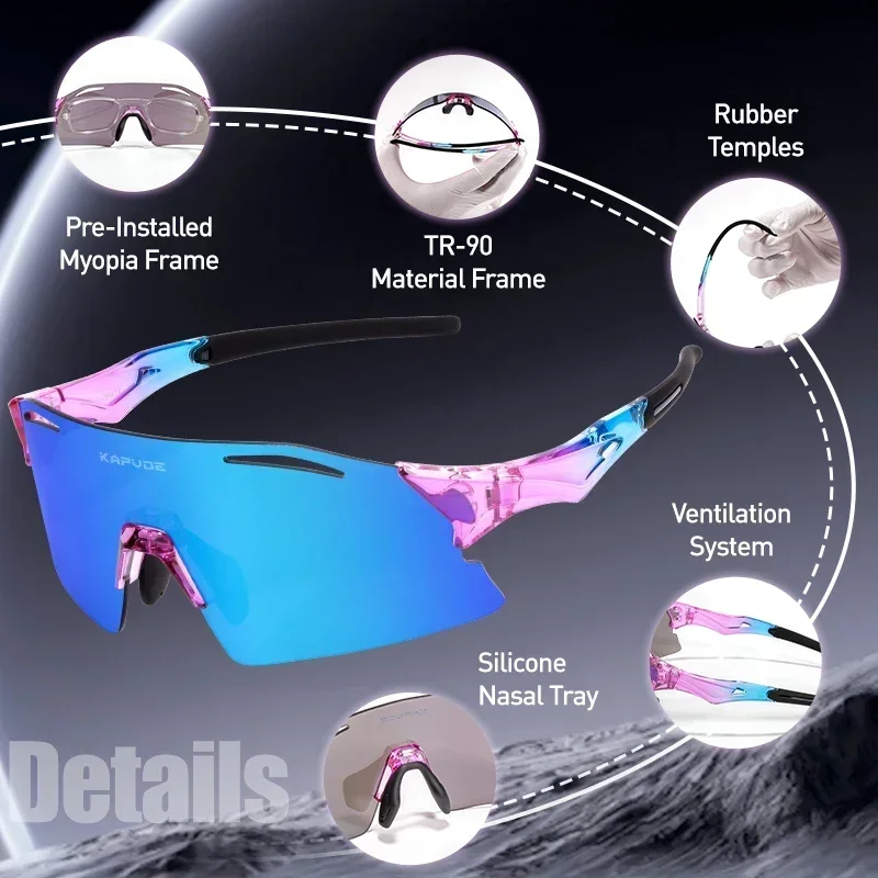 Kapvoe Photochromic Sunglasses for Men Cycling Glasses UV400 Eyewear Women Bike Bicycle Driving Outdoor Sport Marathon Triathlon