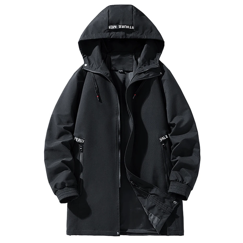 10XL 9XL Plus Size Jackets Men's Hooded Windbreaker Trench Coat