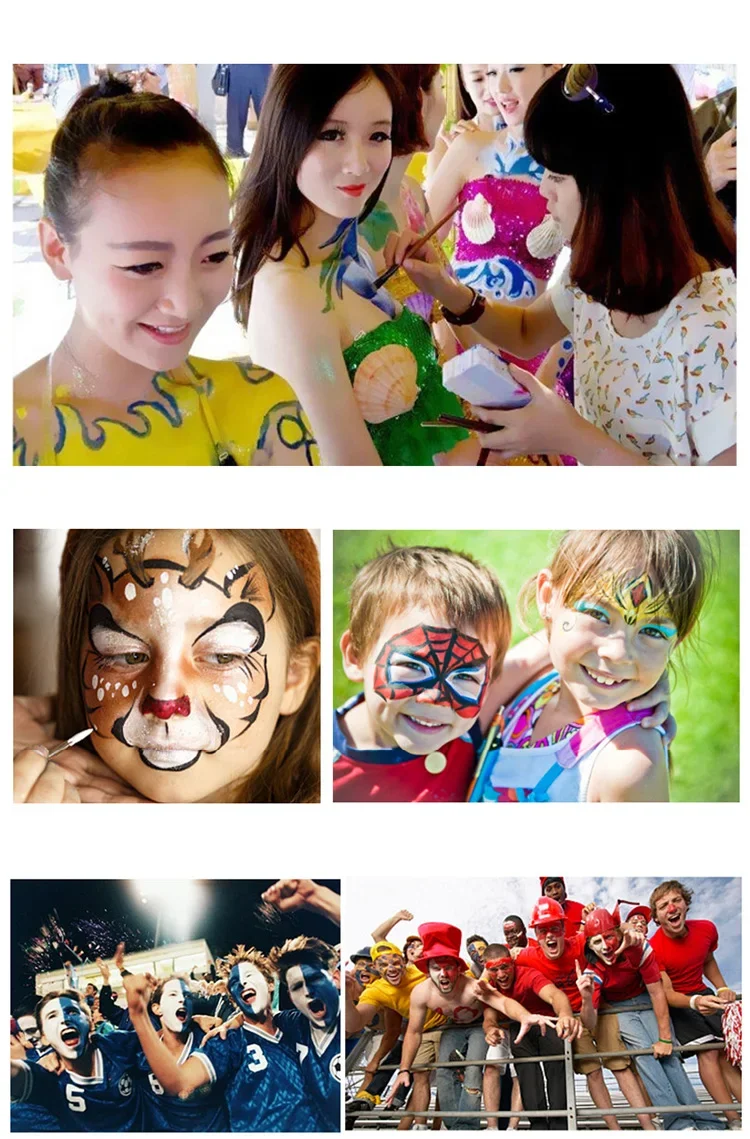 Face Painting Kit - Non-Toxic Body Makeup with Loose Powder for Halloween  Cosplay
