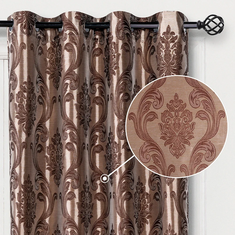 Blackout Curtains Blackout Blinds Window Curtains Decor Curtains Light Filtering Curtains Thermal Insulation Curtain Brown Jacquard Curtains For Living Room Polyester Window Curtain Panel Luxury Semi Blackout Bedroom Curtains Blinds