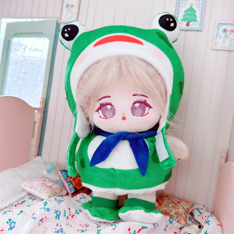 Hot 20cm Kawaii Plush Cotton Idol Frog Doll Suit Stuffed Figure Dolls No Attribute Fat Body Doll Can Change Clothes Doll Toys