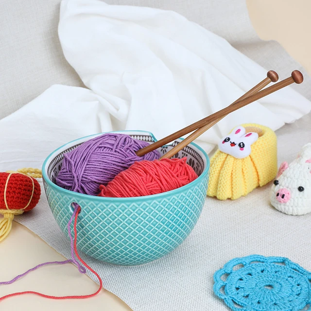 Wooden Yarn Bowl With Lid, Knitting Crochet Yarn Ball Holder For  Handcrafted Knitting, Sewing Accessories And Supplies