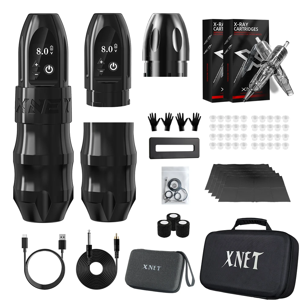XNET Titan Wireless Tattoo Machine Kit with Extra 38mm Grip