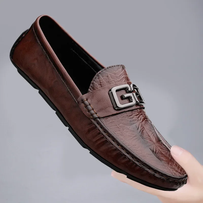 

Crocodile Pattern Loafers Spring and Autumn New Slip-on Men's Casual Leather Shoes Men's Moccasins