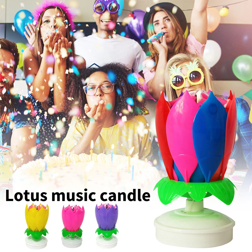 Candle Lotus Flower Rotating Happy Birthday Rotating Lotus Flower