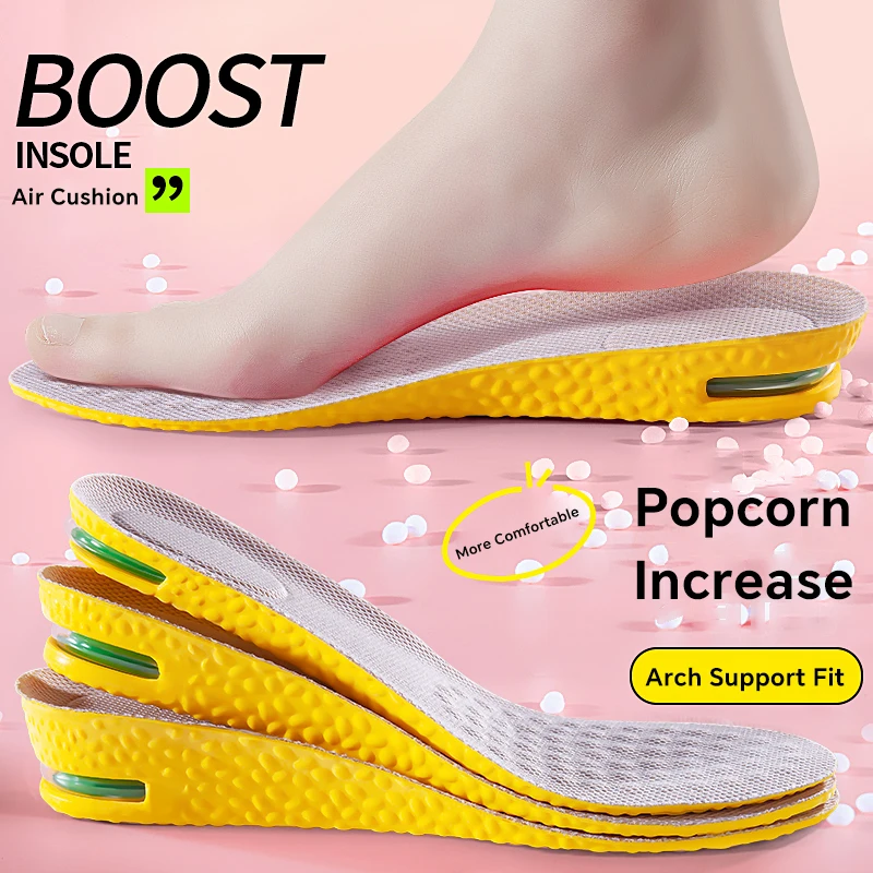 1 Pair PU inside increase insole， shock absorption, comfortable foot mat, men and women can be invisible increase insole