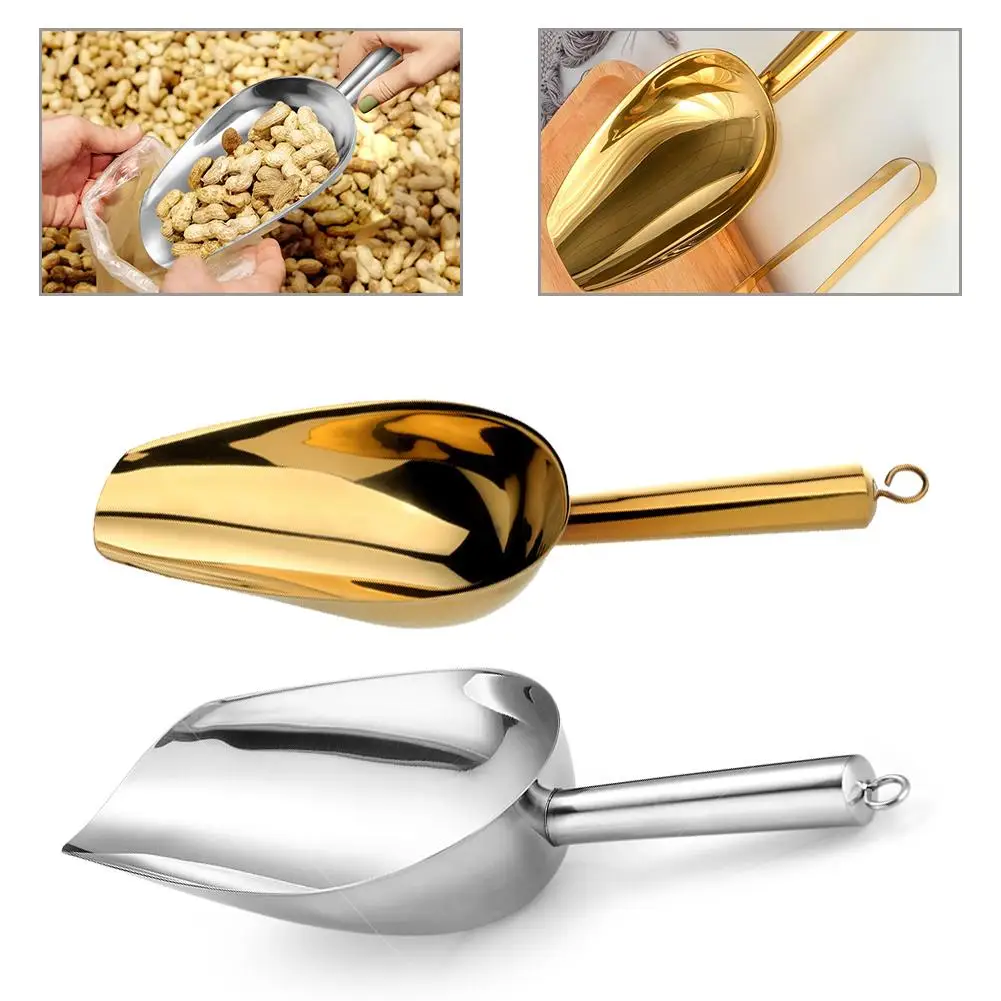 1pcs Shovel Stainless Steel Candy Ice Cube Flour Golden Ice Cream Spoon Stainless Steel Scoops et Tool Scoop Kitchen Gadget