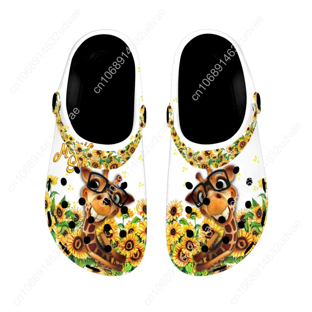 Summer Sandals for Giraffe Lovers Animal with Sunflower Brand Designer Outdoor Breathable Women Home Slippers Beach Slides Girls