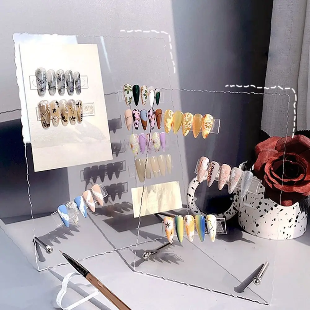 

Прозрачная акриловая витрина HEALLOR для дизайна ногтей, демонстрационная доска для практики ногтей, реквизит для нейл-арта, инструменты