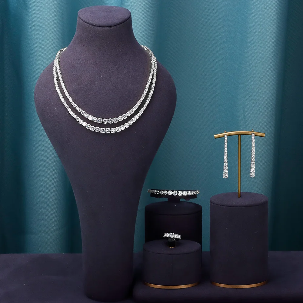 

Bride Talk 4PCS Luxury Necklace Statement For Women Wedding Cubic Zirconia CZ African Dubai Bridal Jewelry Sets