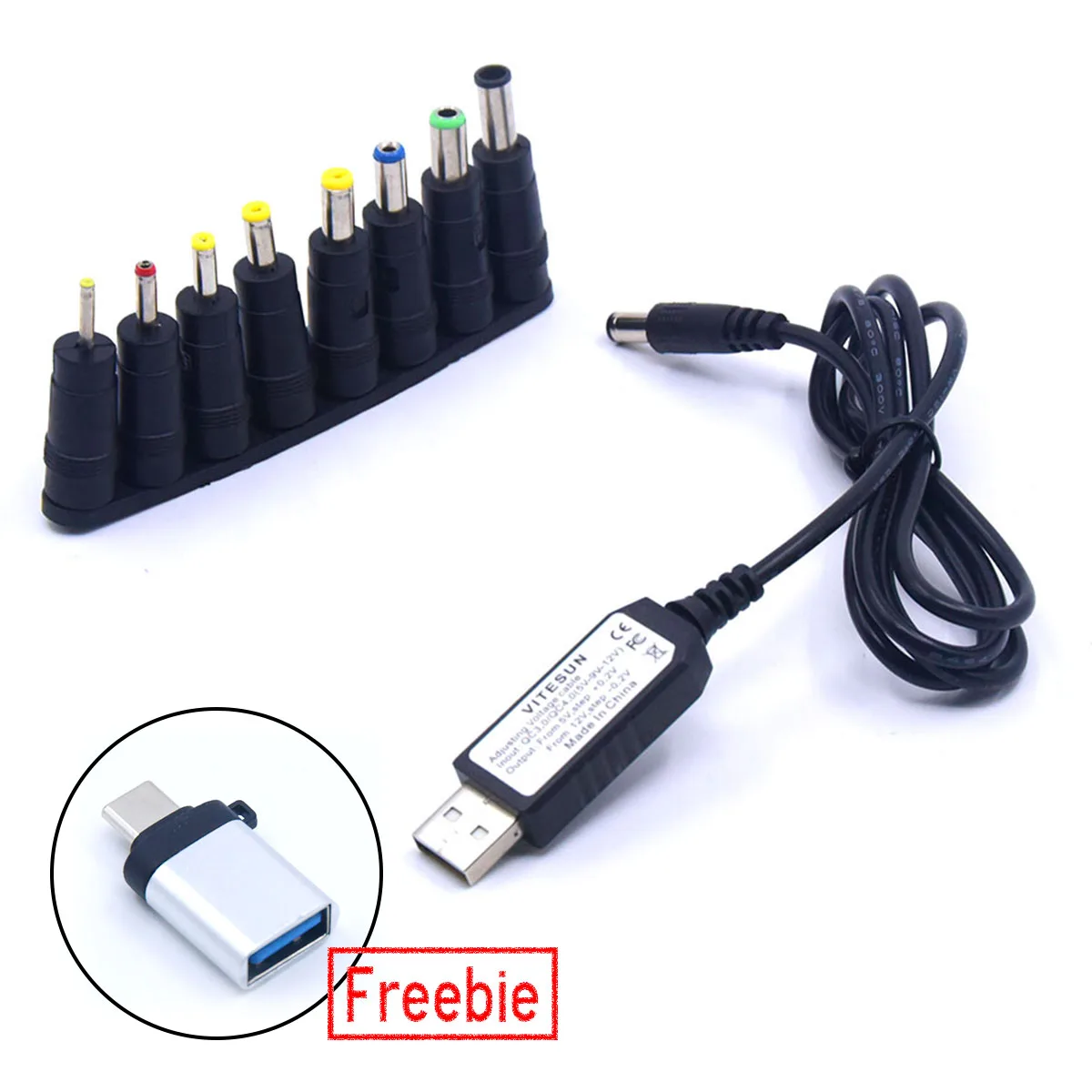QC 3.0 USB To DC 5V-12V 6V 9V Adjustable Voltage Step 0.2V Power Cable 8 Converters For WiFi Router Speaker Fan Dummy Battery