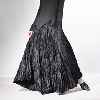 Bonne qualité femmes printemps jupes longues ourlet large plissé conception taille haute a-ligne danse Maxi jupes Faldas Femme Streetwear 5