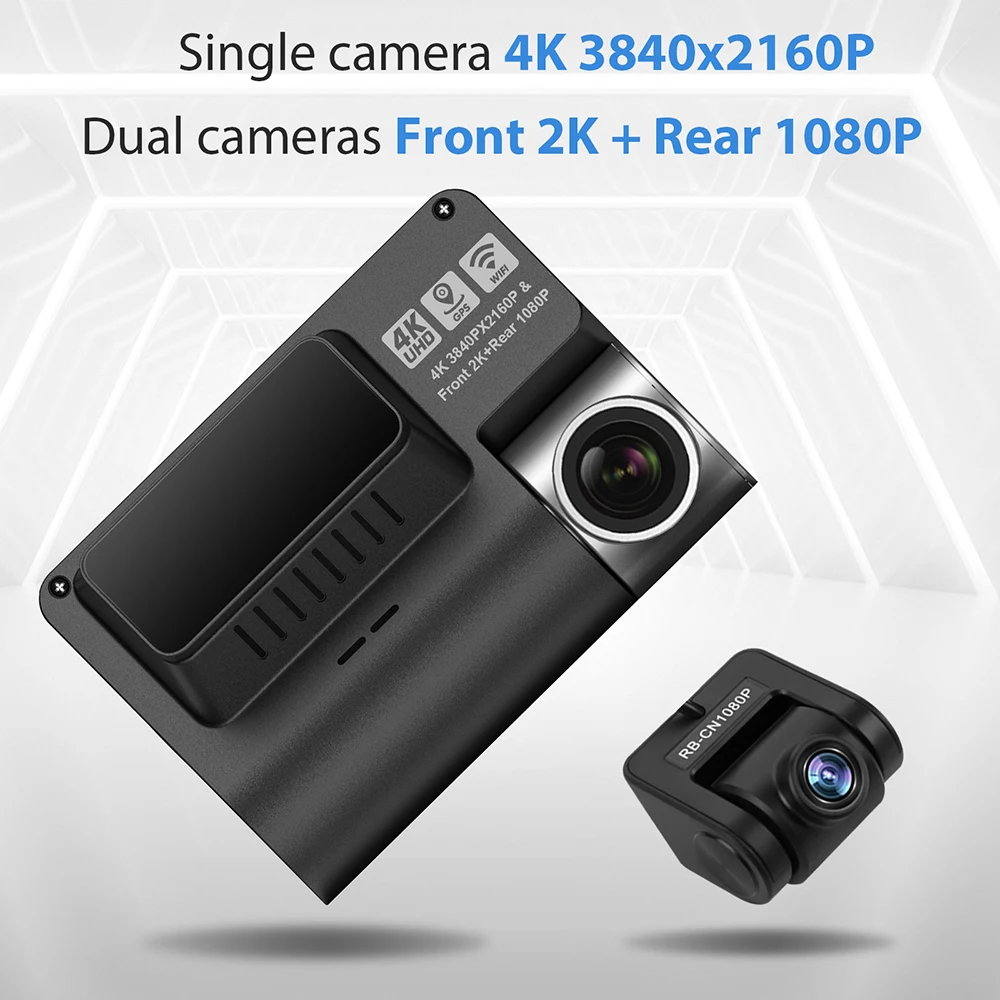 4K Dash Cam Built-in GPS WIFI Car DVR Support 2160P Rear Cam Video Recorder Night Vision WDR Driving Cam 24H Parking Surveilance rear mirror camera