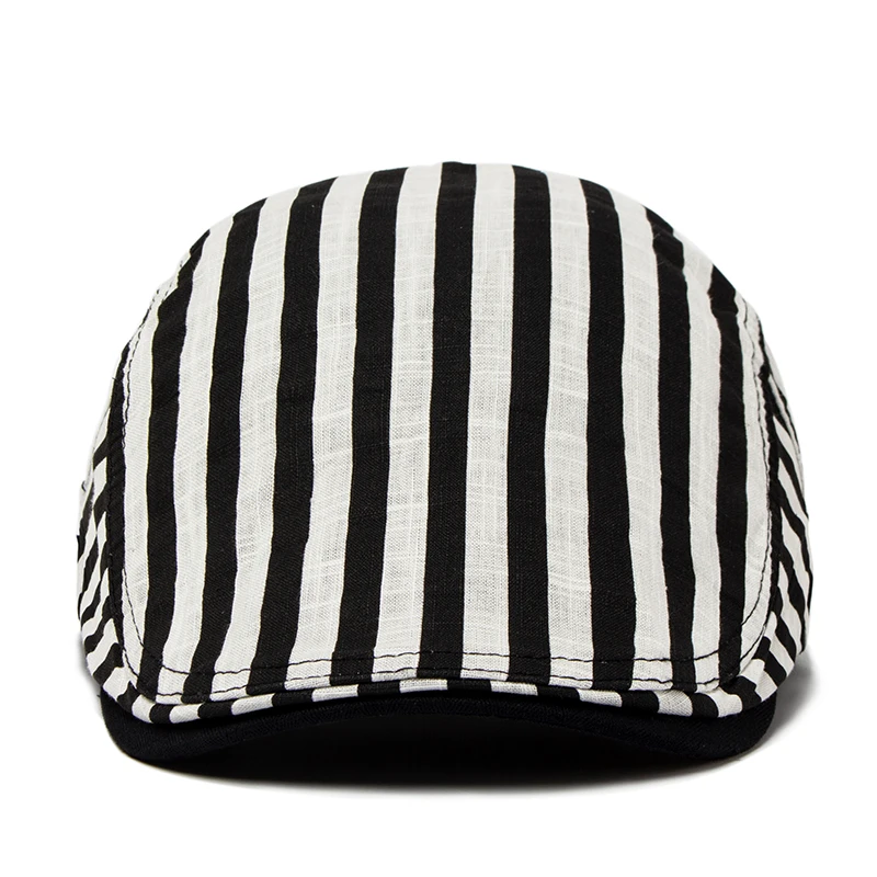 CNTANG Beret Hat Men Vintage Stripes Plaid Cotton Visor Flat Cap Casual Fashion Sun Caps For Women Summer Berets Thin Style New beret hat woolen beret