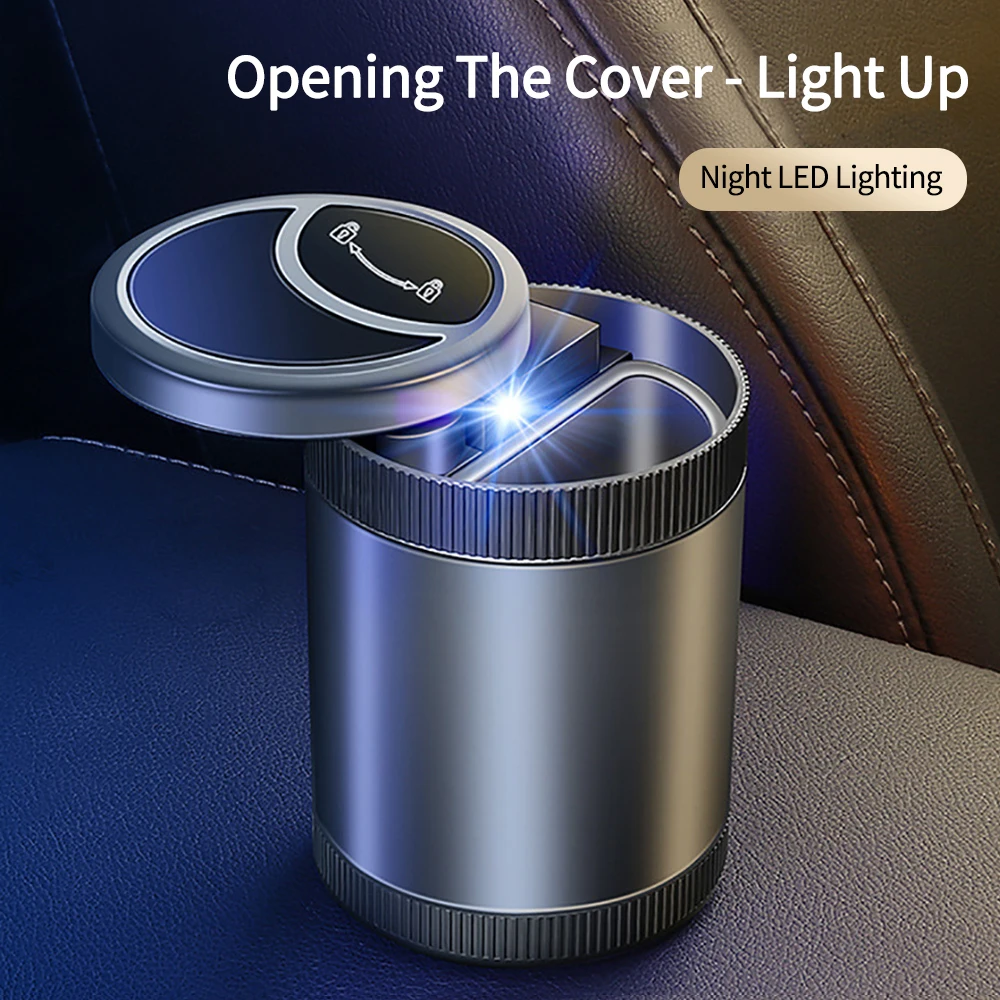 

Car Ashtray Intelligent Automatic Induction Switching Multi-function Car Ashtray with Cover LED Blue Light Portable Ashtray Cup