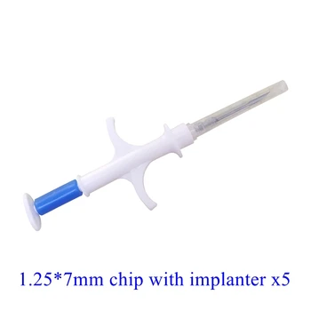 어류 마이크로칩 생화학적 유리 트랜스폰더, 스마트 칩 RFID, 애플리케이터 세트, X5 새, 애완 동물, 작은 동물 ID 태그, 1.25*7mm