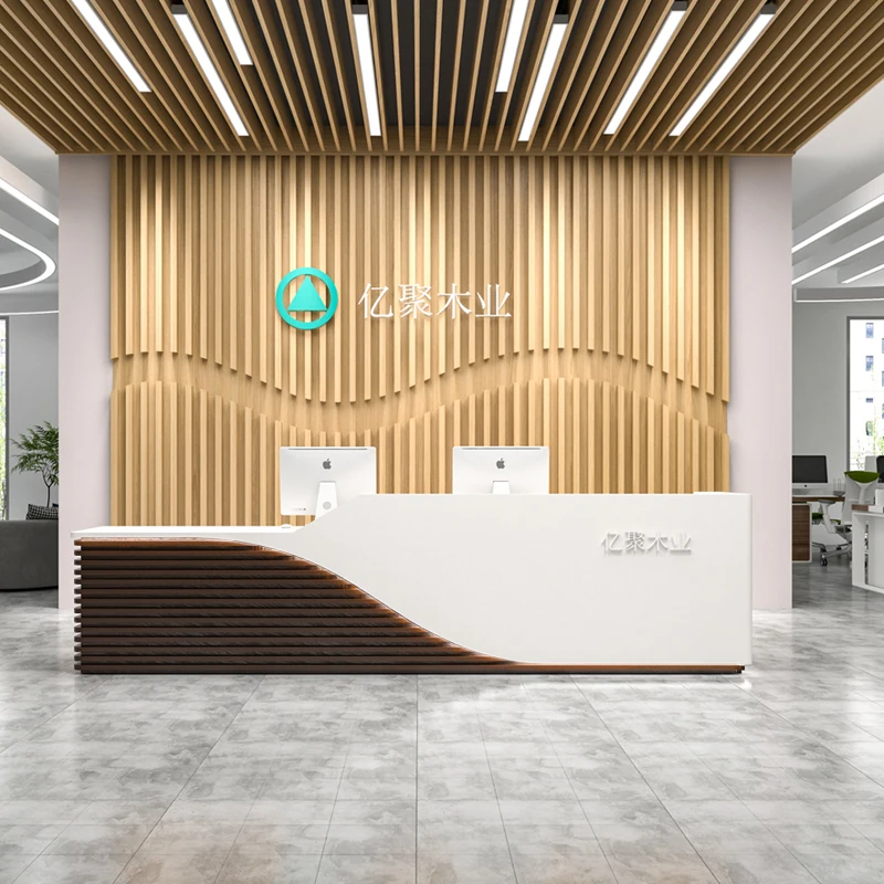 Wooden Reception Desks Supermarket Lecture Bench Shop Counter Reception Desks Office Comptoir De Caisse Boutique Bar Furniture
