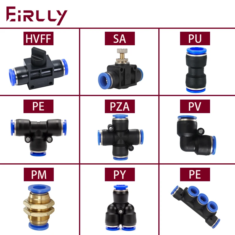 

Pneumatic Hose Fitting Quick Coupling Connectors For PU Tube PU4/6/8/10/12mm HVFF PE PY PV PZA PK SA PM Pipe Connector