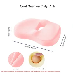 Ergonomic Memory Foam Comfort Cushion Set with Coccyx and Lumbar Support (Seat Cushion Pink)