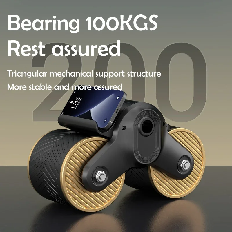 Ab Roller Wheel Automatic Rebound Elbow Support Flat Plate Exercise Wheel Silence Abdominal Home Exercise Equipment