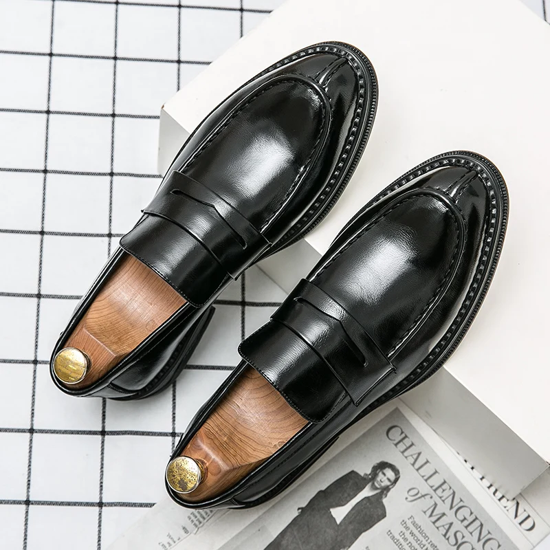 Premium Silver Business Shoes Men's Oxford Shoes Leather Brand Loafers Slip On High Quality Wedding Soft Sole Dress